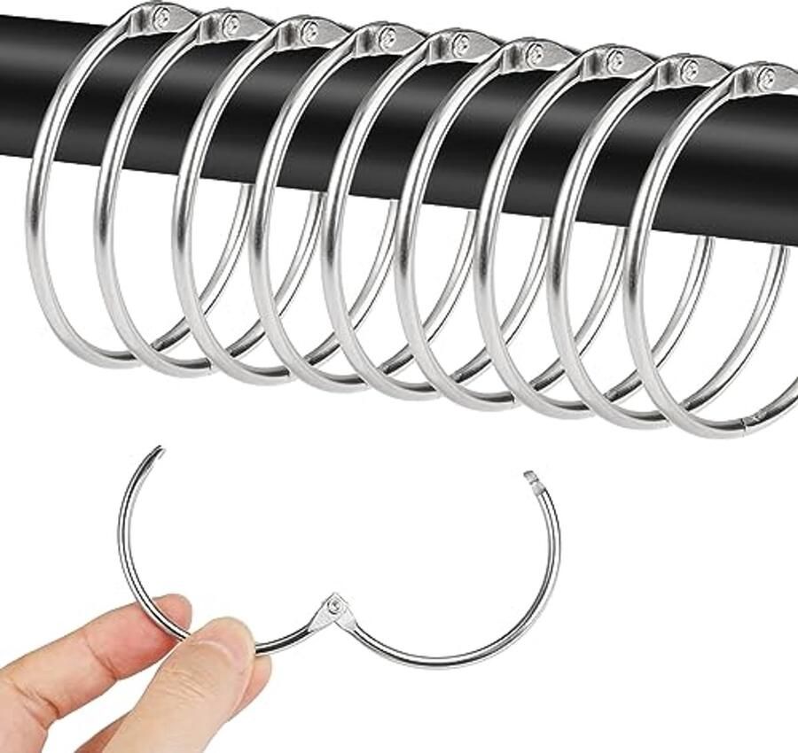 WHC 30 stuks douchegordijnringen 50 mm gordijnringen om te openen metalen gordijnringen voor roede ronde gordijnringen douchegordijn voor gordijnen bed- en douchegordijnen (zilver)