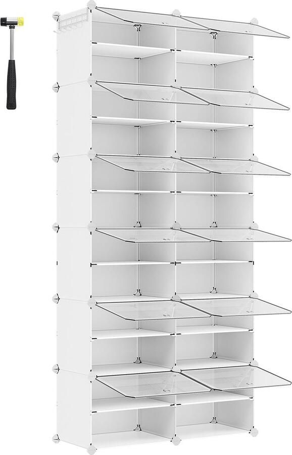 Rootz Living Rootz White 12 Cube Storage Organizer Closet Organizer Cube Organizer ABS Plastic Connector PP Plastic Board Stalen frame 32cm x 83cm x 187cm Ruime compartimenten Eenvoudige montage Stevige constructie