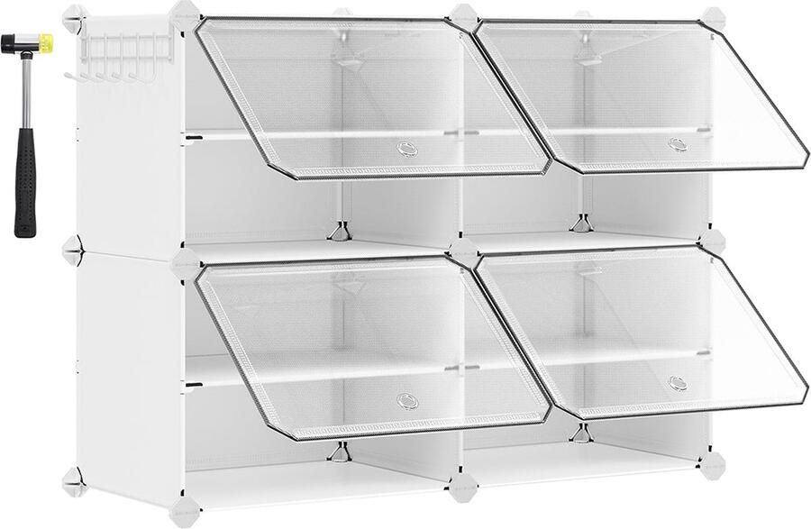 Rootz Living Rootz White 16 Cube Storage Organizer Plastic Plank Modulaire opslag Lichtgewicht 32cm x 83cm x 63cm