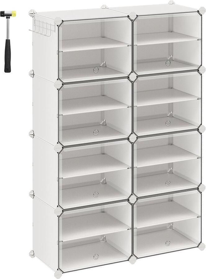 Rootz Living Rootz White 8 Cube Organizer Cube Organizer Cube Storage Unit ABS Plastic Connector PP Plastic Board Stalen frame 32cm x 124cm x 94cm Eenvoudige montage Veelzijdige opslagoplossing Stevige constructie