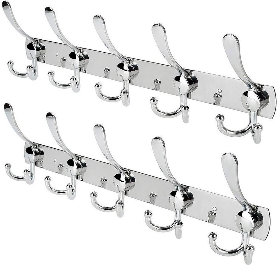 Whitgo Wandkapstok 15 haken roestvrij staal 2 stuks