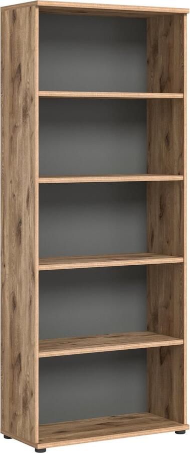 Rootz Living Rootz Wide Mason Shelf Home Office Storage Organizer Rack Tijdloos design Nox Oak Basaltgrijs 80cm x 199cm x 37cm