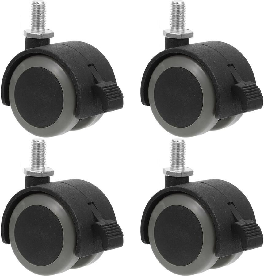 Wielen voor bureaustoel meubelwielen set zware belasting vervanging voor bureaustoelen draaibare zwenkwielen met M8 x 15 mm schroefdraad geruisloos en duurzaam