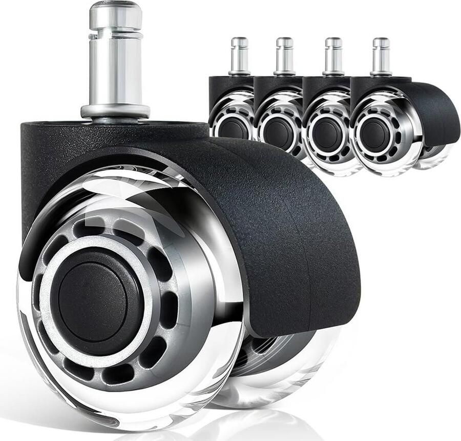 Wielen voor bureaustoel super stille en zachte wielen harde vloeren parket tapijt laminaat tegels 11mm x 22mm set van 5