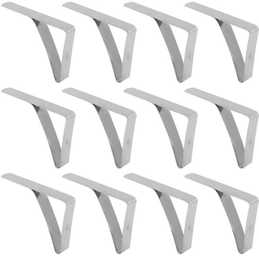 Wifehelper 12 stuks tafelkleedclips grote tafelkleedhoezen clips roestvrij staal antislip tafelkleedhouder clips voor gezinnen feesten picknicks 10 5 x 7 cm