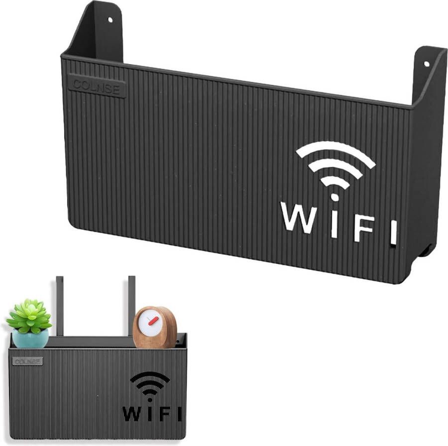 WiFi-router opbergdoos wandmontage woonkamer tv wandplank set-top box plank woondecoratie zwart