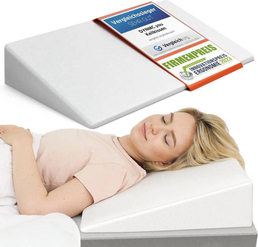 Wigkussen Bed voor Comfortabel Slapen 90cm Premium kwaliteit OEKO-TEX Modern ontwerp Stevig wigkussen matras met zachte hoes Chique leeskussen en reflux kussen van DYNMC YOU