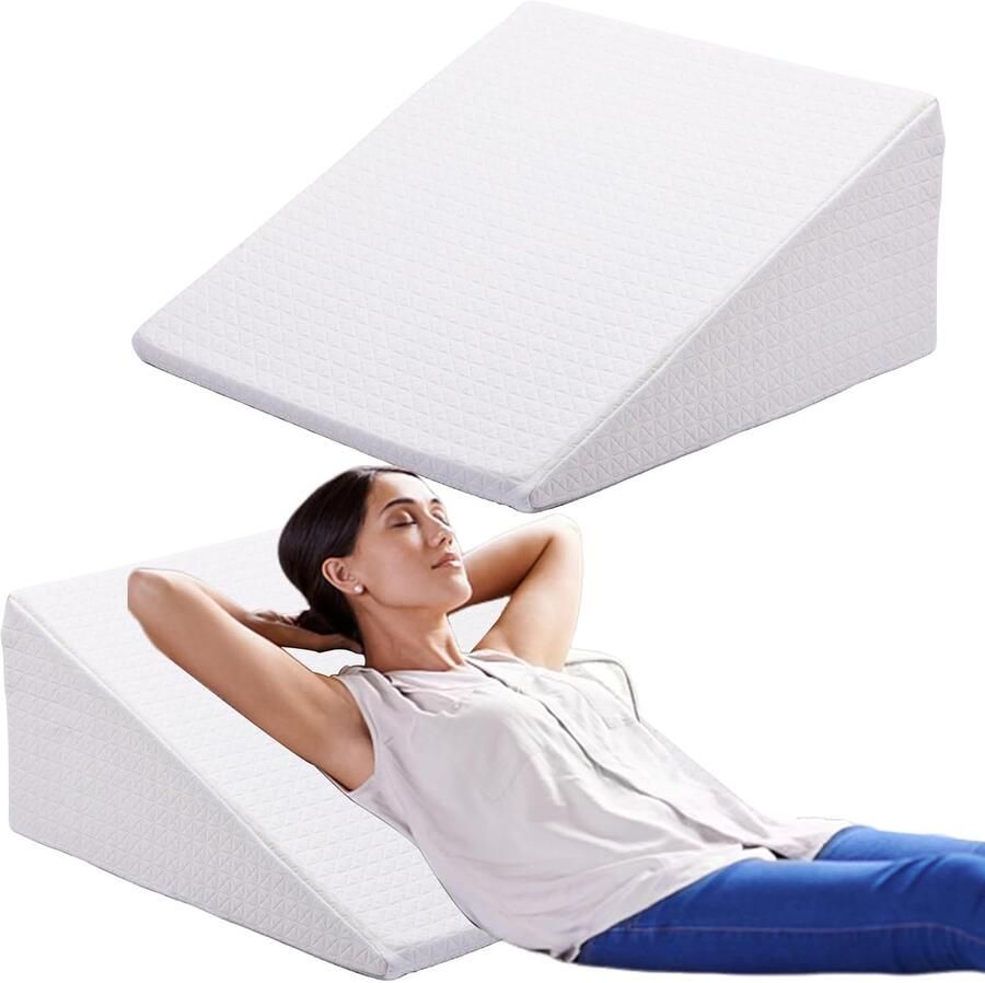 Wigkussen met Traagschuim Ergonomisch Leeskussen voor Bed en Bank Ondersteuning bij Reflux en Slaapapneu