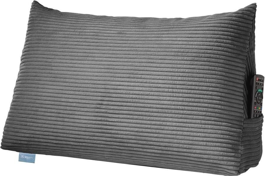 Wigkussen voor bed en bank van corduroy Vormstabiel rugkussen en lendenkussen met zijvak Wasbare overtrek Oeko-Tex gecertificeerd 70 x 40 x 20 cm