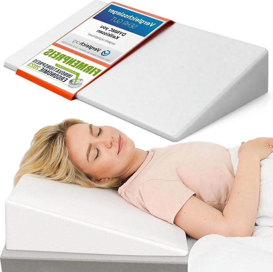 Wigkussen voor Comfortabel Slapen 90cm Premium kwaliteit OEKO-TEX Modern ontwerp Stevig wigkussen matras met zachte hoes Chique leeskussen en reflux kussen wedge pillow
