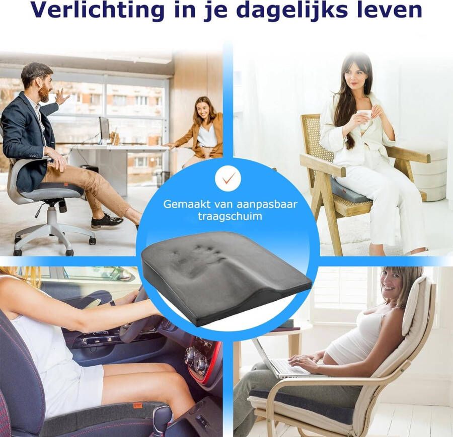 Wigkussen voor Stoel Traagschuim Autostoelkussen Heup- en Rugverlichting Vrachtwagen Zitkussen – Auto Stoelkussen Stoelkussens Perfecte Hardheid Antislip Grip