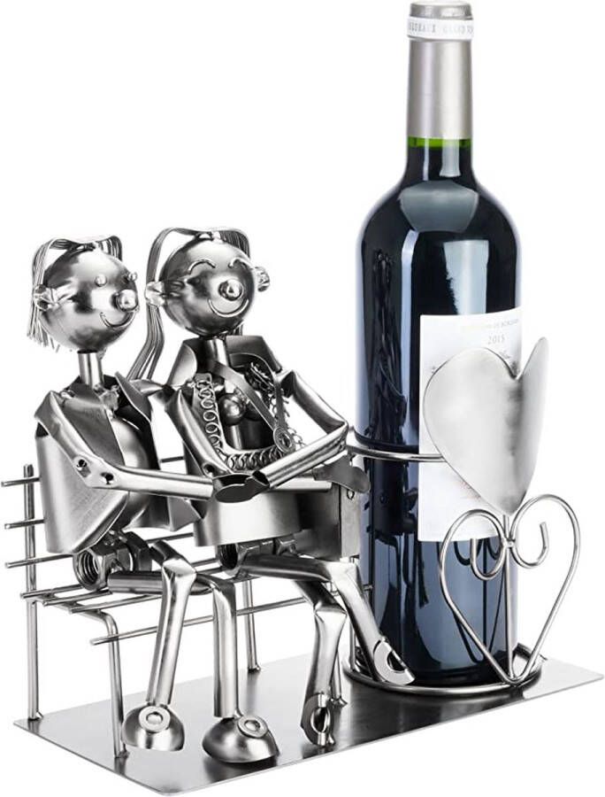 Wijnflessenhouder \ Wijnrek liefdespaar aan de bar decoratief object metaal voor paren flessenstandaard Wine bottle holder \ Wine rack