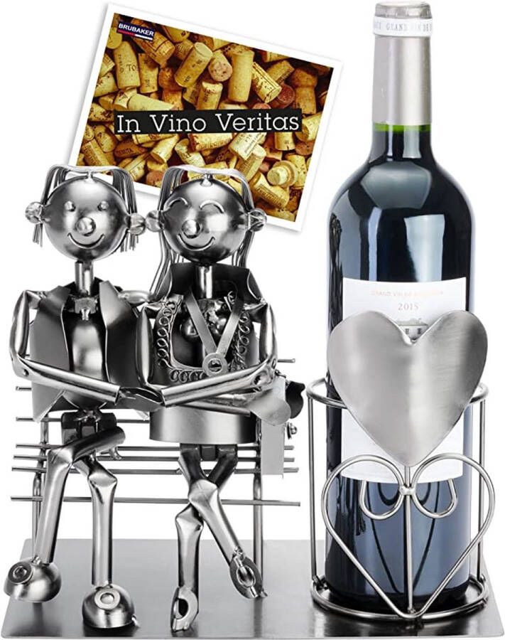 Wijnflessenhouder \ Wijnrek liefdespaar aan de bar decoratief object metaal voor paren flessenstandaard Wine bottle holder \ Wine rack - Foto 1