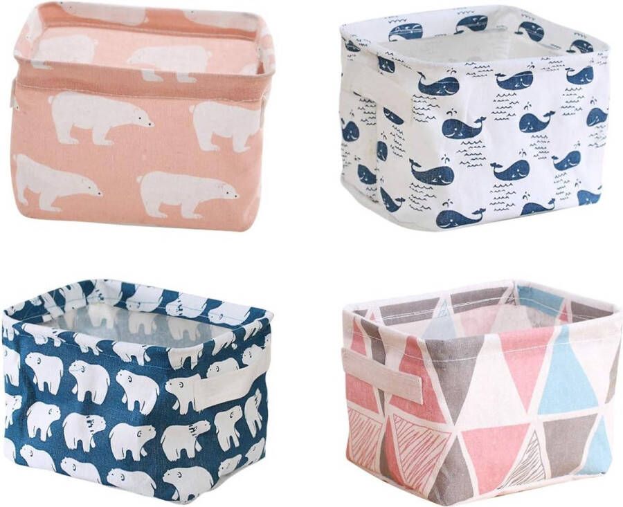 Wikkeltafel-organizer 4 stuks opbergmanden voor kinderen stoffen opbergdozen met 2 handgrepen aan beide zijden linnen en stoffen dozen (20 x 14 x 15 5 cm)