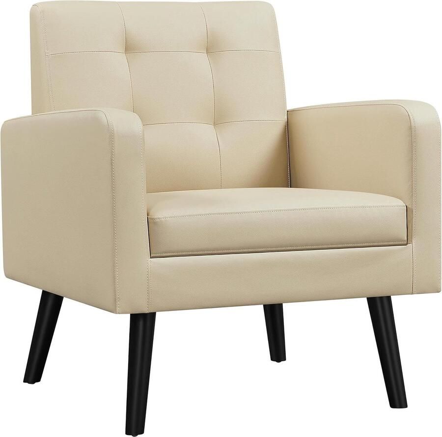 Wing fauteuil met comfortabele rugleuning gestoffeerde stoel tot 136 kg belastbaar televisiestoel voor woonkamer slaapkamer fauteuil 1 beige