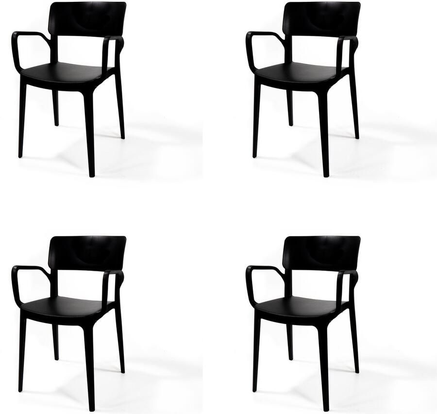 Essentials Wing Stapelstoel met armleuning zwart SET VAN 4 - Foto 2