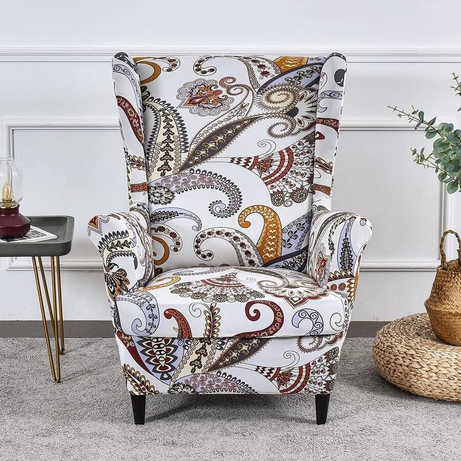 Wing stoel slipcovers voor fauteuils Bedrukte vleugelrugleuningstoelhoezen vleugelstoelhoezen 2 stuk vleugelrug fauteuil hoezen