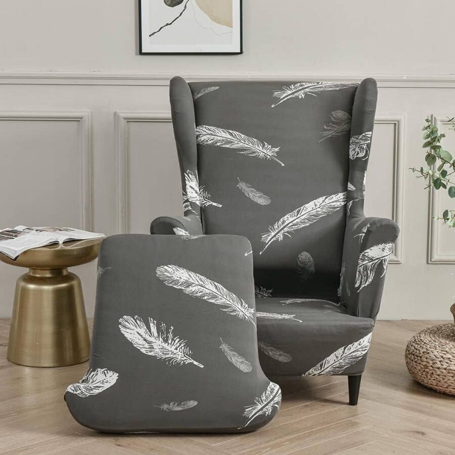 wingback-stoel hoezen 2-delige stretch vleugelstoel hoes uitwasbare spandex-stof. Bankhoes. Meubelbeschermer voor fauteuil stoelen voor woonkamer slaapkamer of hotel (witte veer)