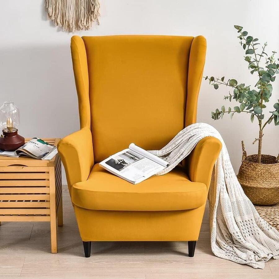 Wingback stoel slipcovers fauteuils vleugel stoel covers 2 stuk vleugel rug fauteuil covers grijs