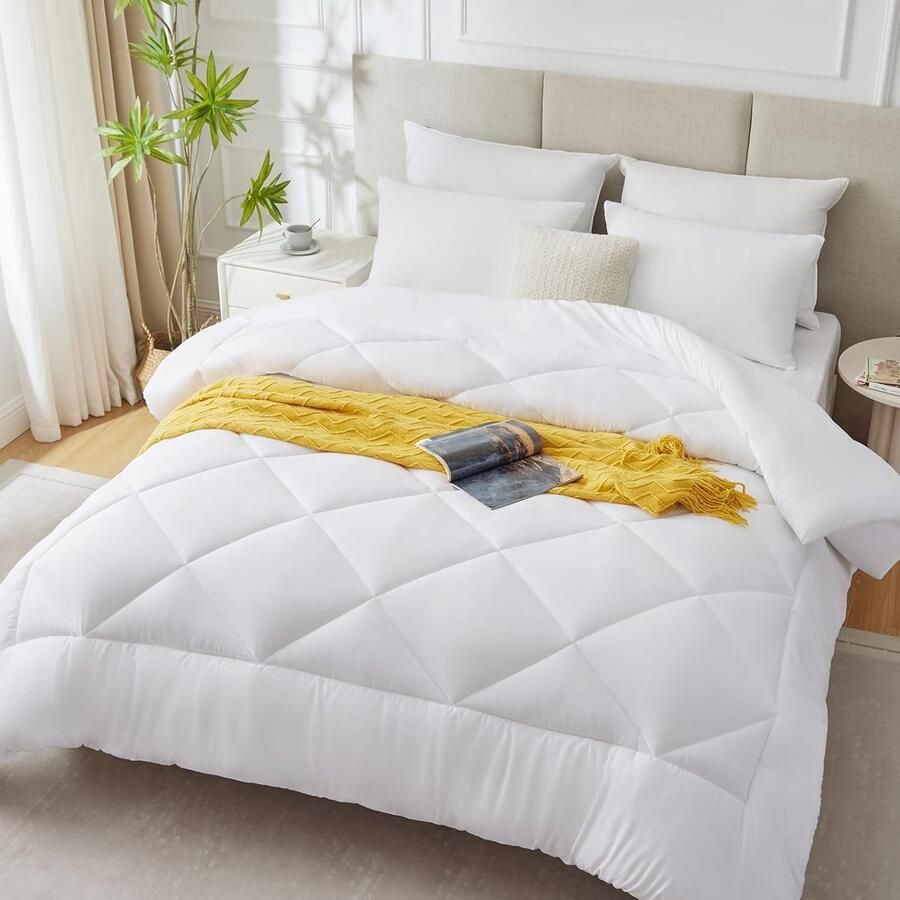 Winterdekbed voor tweepersoonsbed 220 x 240 cm winterdekbed 450 g m² warm dekbed 240 x 220 cm synthetische microvezel wit