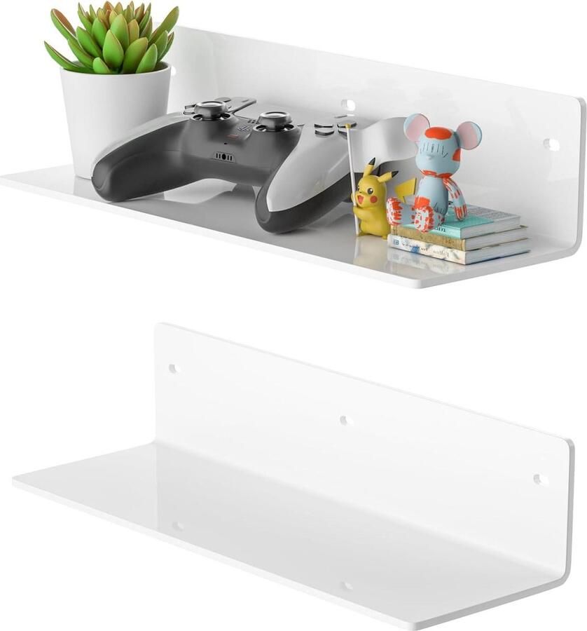 Wit Acryl Wandrekken Set van 2 Geschikt voor Planten en Decoratie 30 cm