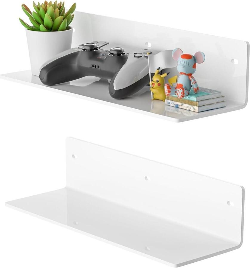 Wit Acryl Wandrekken Set van 2 Geschikt voor Planten en Decoratie