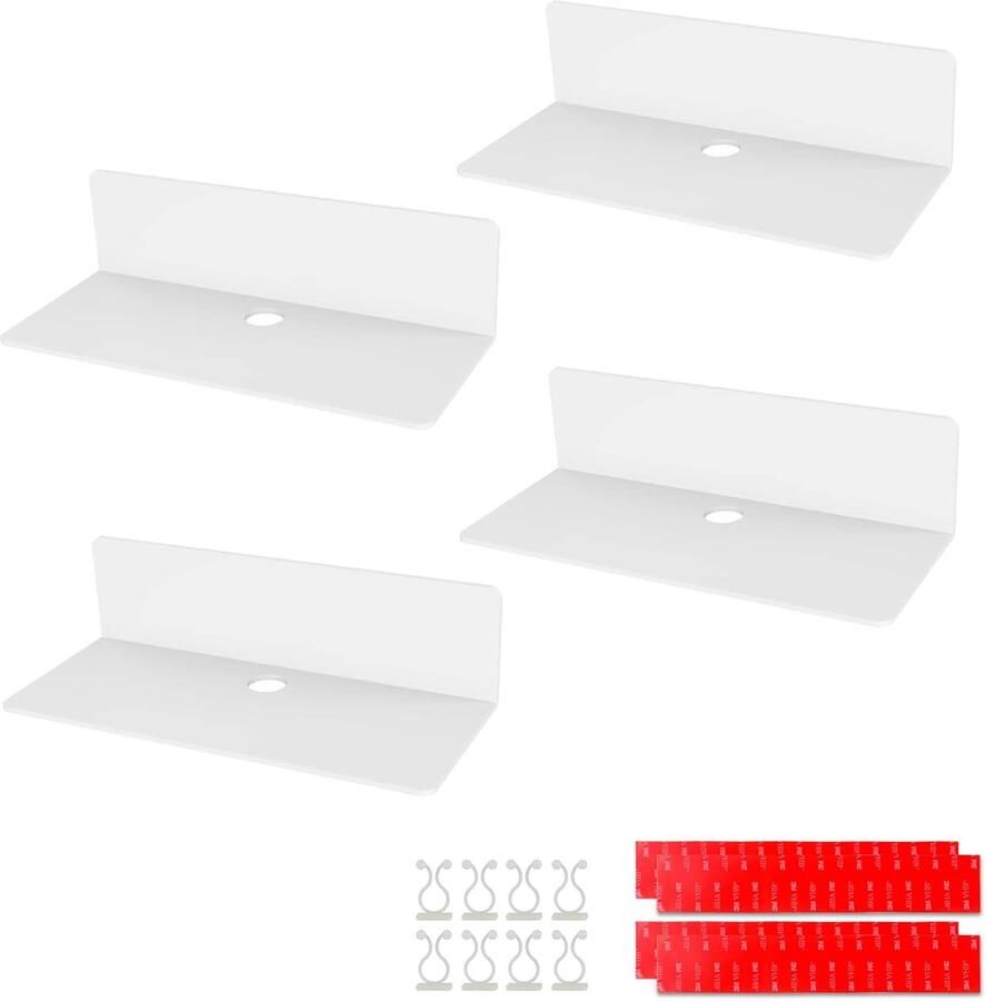 Wit acryl zwevende wandplanken Set van 4 23 x 9 5 cm voor kantoor badkamer keuken slaapkamer