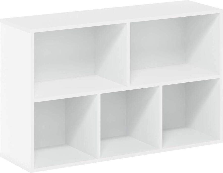 Wit boekenkast met 5 vakken rek hout 49 5 x 23 98 x 80 cm