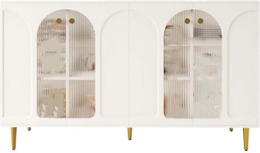 Gotagee Wit dressoir met glazen deur veel opbergruimte geschikt voor eetkamer woonkamer of keuken