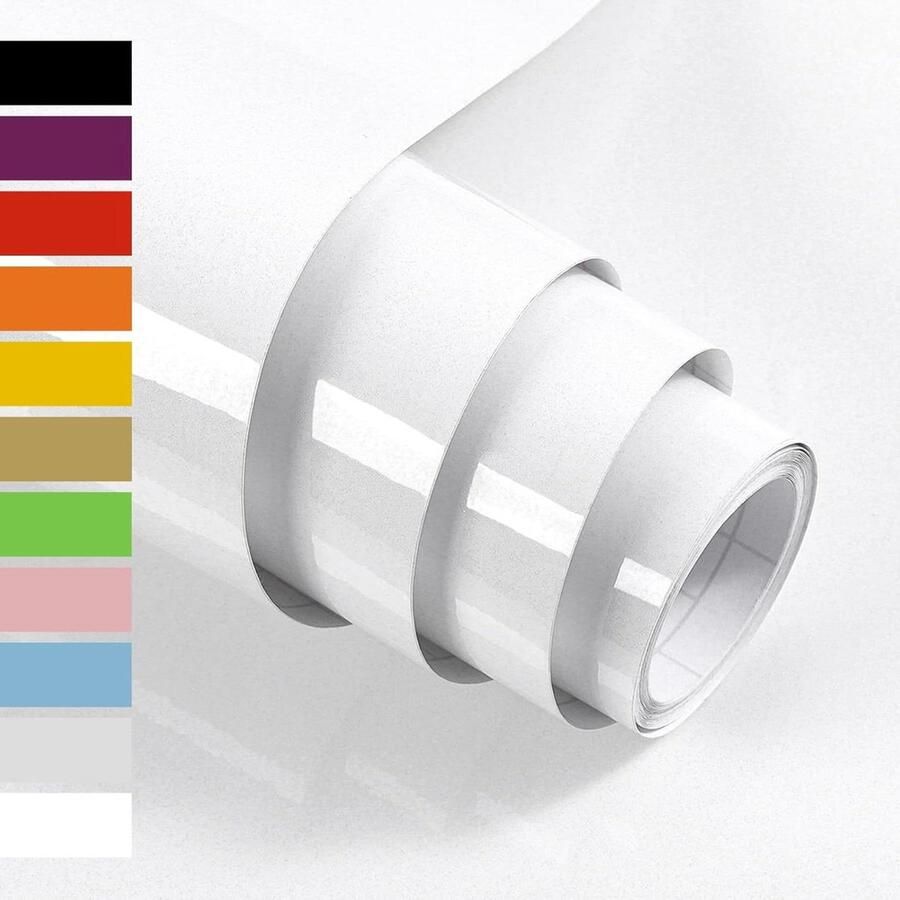 Wit glitter Zelfklevende Meubelfolie 60 cm x 5 m Hoogglans Vinyl Folie Keukenkast Oppervlaktebescherming Waterdicht Decoratieve Folie