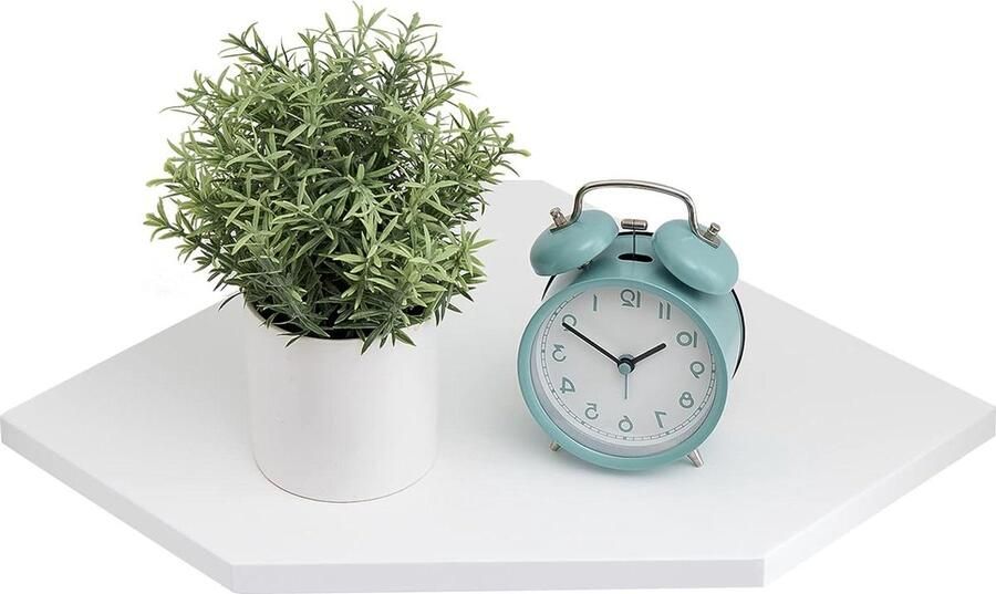 Wit hangend hoekrek van massief eikenhout diamantvormig wandrek voor planten slaapkamer en woonkamer decoratie met TV-accessoires en luidsprekers bathroom shelf wood