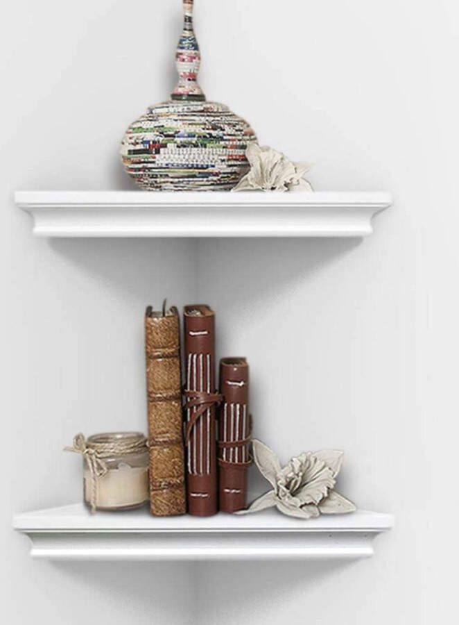 Wit Hoekrek Hangrek Wandrek Hoek Boekenrek Wandopbergrek 2 Niveaus Wit