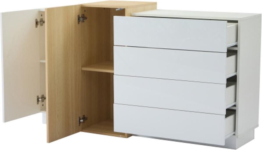 GOTAGEE Wit Hoogglans dressoir Moderne Eetkamerkast met Opslag Minimalistische Houten Kleur Moderne Opbergkast