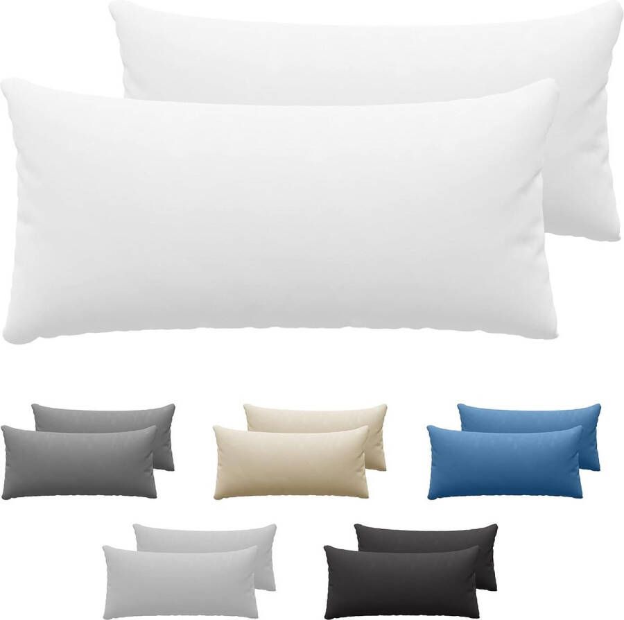 Wit Katoen Voor Kussens 40 x 80 cm 100% Jersey Katoen Beddengoed Dubbel Bed Kussensloop Kussenbeschermer Bestendig en Hypoallergeen