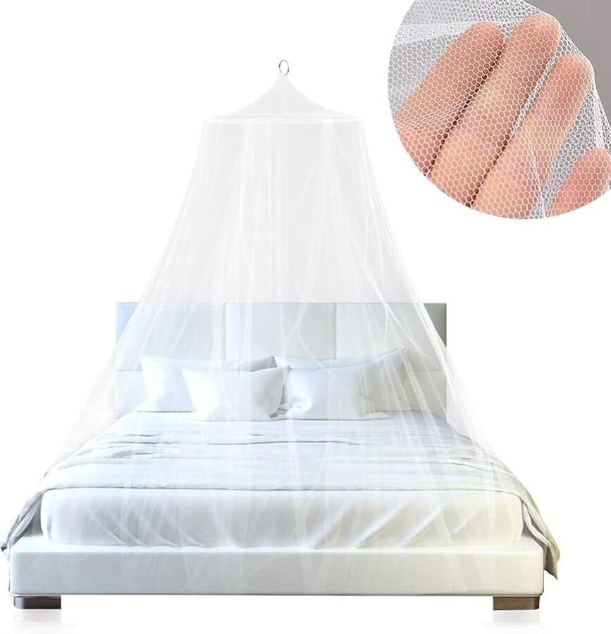 JGS Wit klamboe voor bed klamboe voor binnen klamboe voor bed een- en tweepersoonsbed 250 cm hoog zoomomtrek: 900 cm