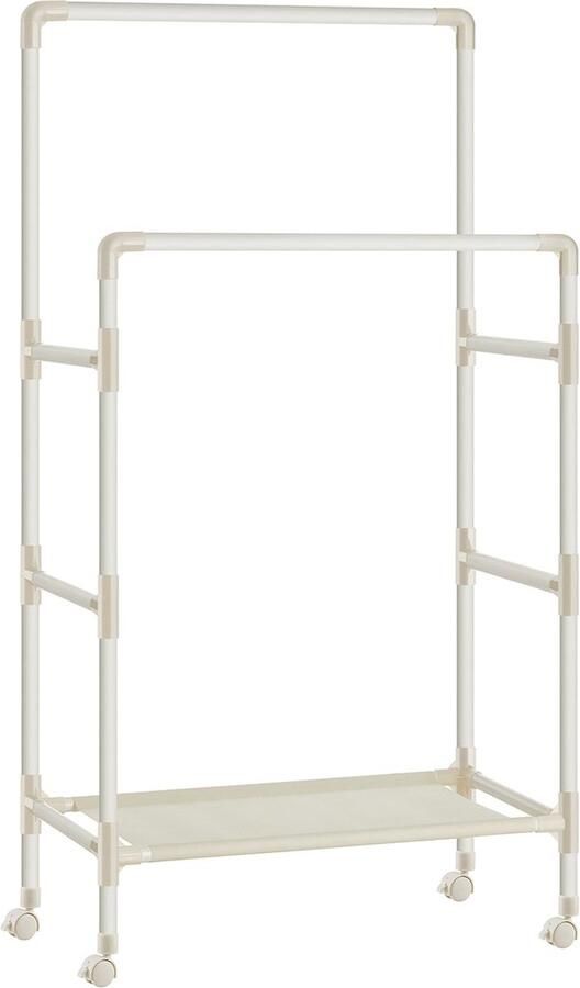 Rootz Living Rootz Wit Kledingrek Garderobe-organizer Stalen frame Planken van niet-geweven stof Kunststof verbindingsstukken 83 cm x 45 cm x 162 cm Lichtgewicht Eenvoudige montage Hoog draagvermogen