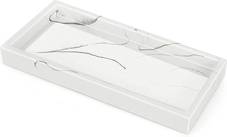 Wit Marmerpatroon Sieraden Organizer Tray 201 x 10 x 22 cm Resin Bak voor Douche Keuken Dressoir Decoratieve Parfum Ring Kaarsenhouder