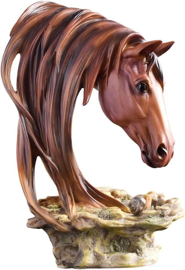 Wit paardenhoofd ornament paardenhoofd ornament hars paardenhoofd beeld 20×13 5×32 5 cm sculptuur woondecoratie geschikt voor woonkamer tv-meubel bar entree decoratie klein decoratief beeldje kleurrijk