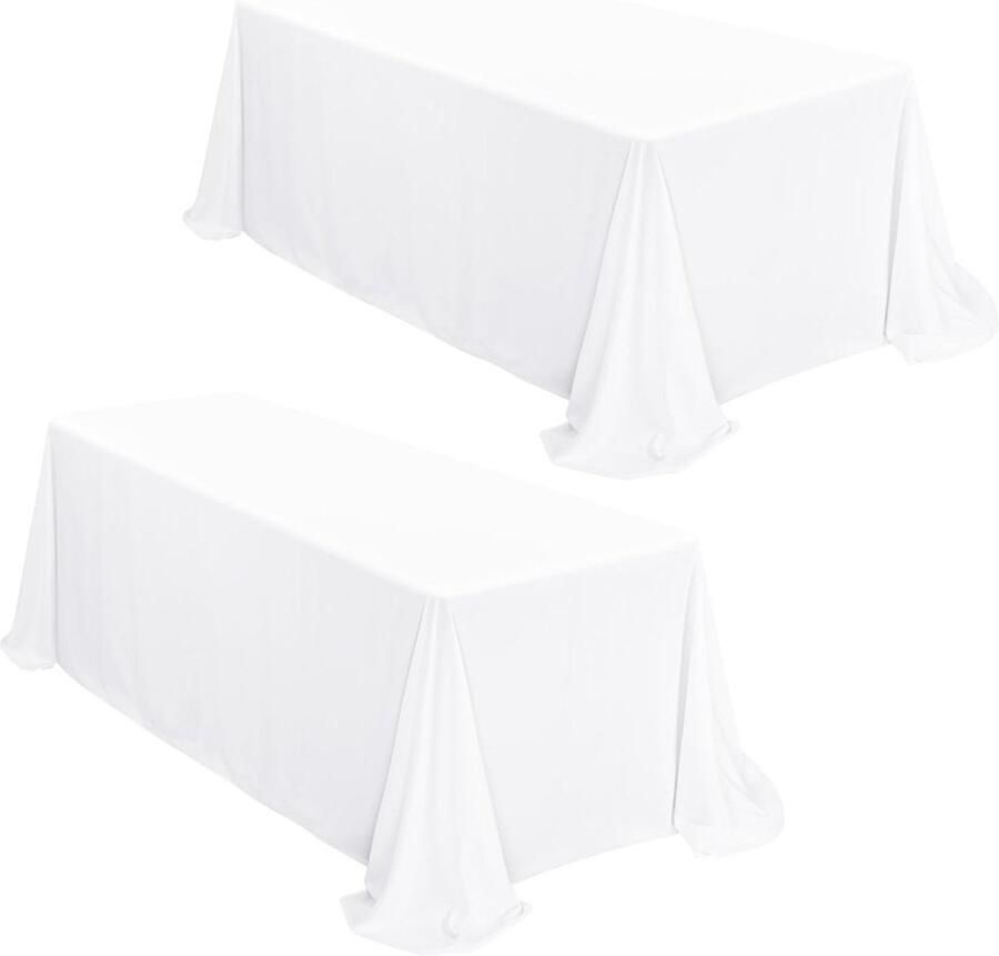 Wit Polyester Tafelkleed Geschikt voor Bruiloften en Feesten 2 Stuks 229 x 335 cm