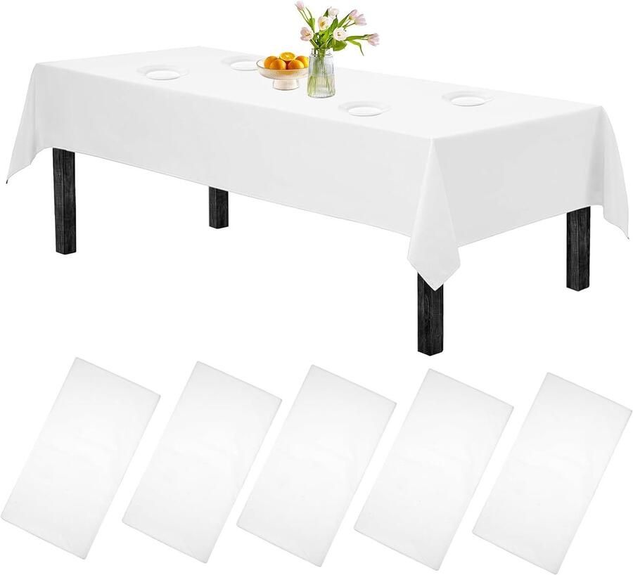 Wit rechthoekig tafelkleed waterafstotend 1 stuk 137 x 274 cm