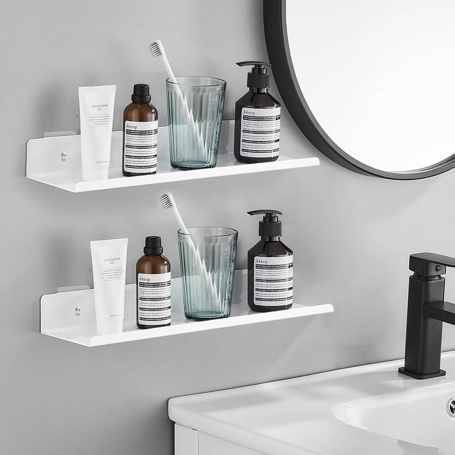 Wit rek zonder boren set van 2 wandplanken zwevende plank muur kruidenrek diepte 10 cm x breedte 30 cm keuken badkamer