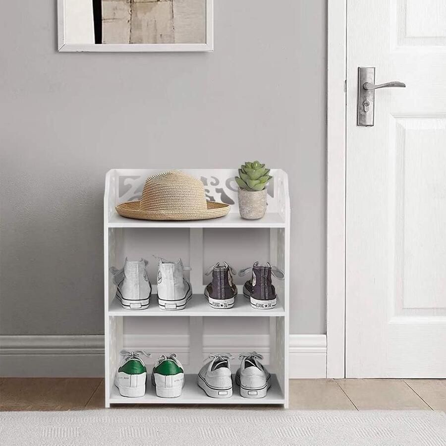 Wit Staand Rek 3 Planken Boekenkast Wandrek voor Slaapkamer en Woonkamer Opbergrek voor Boeken en Schoenen 40 x 23 x 90 cm opbergrek