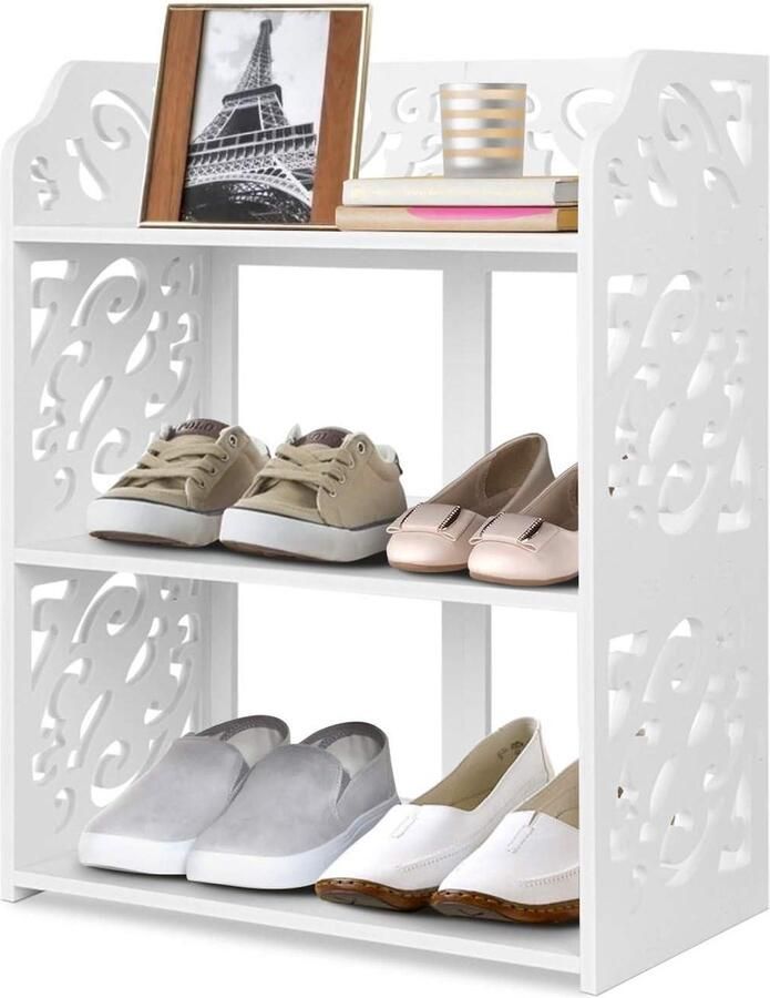 Wit Staand Schoenenrek Smal 3 Niveaus Badkamerrek Steekrek Waterdicht Opbergrek Slaapkamer Woonkamer Badkamer
