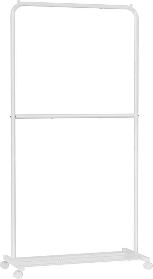 Rootz Living Rootz Wit Stalen Kledingrek op Wielen Kledingrek Rollende Kledingkast Heavy Duty Ruimtebesparend Eenvoudige montage 40 5 cm x 91 cm x 194 cm