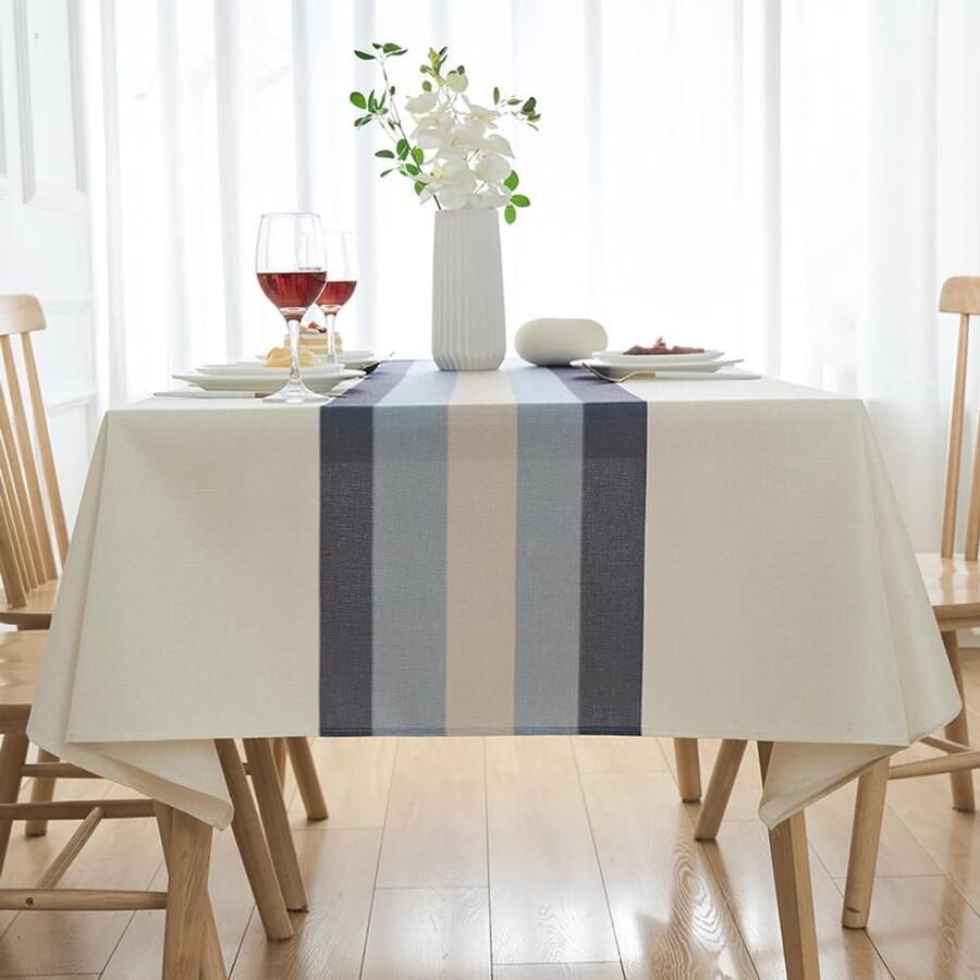 Wit tafelkleed 140 x 200 cm modern vuilafstotend wasbaar linnen