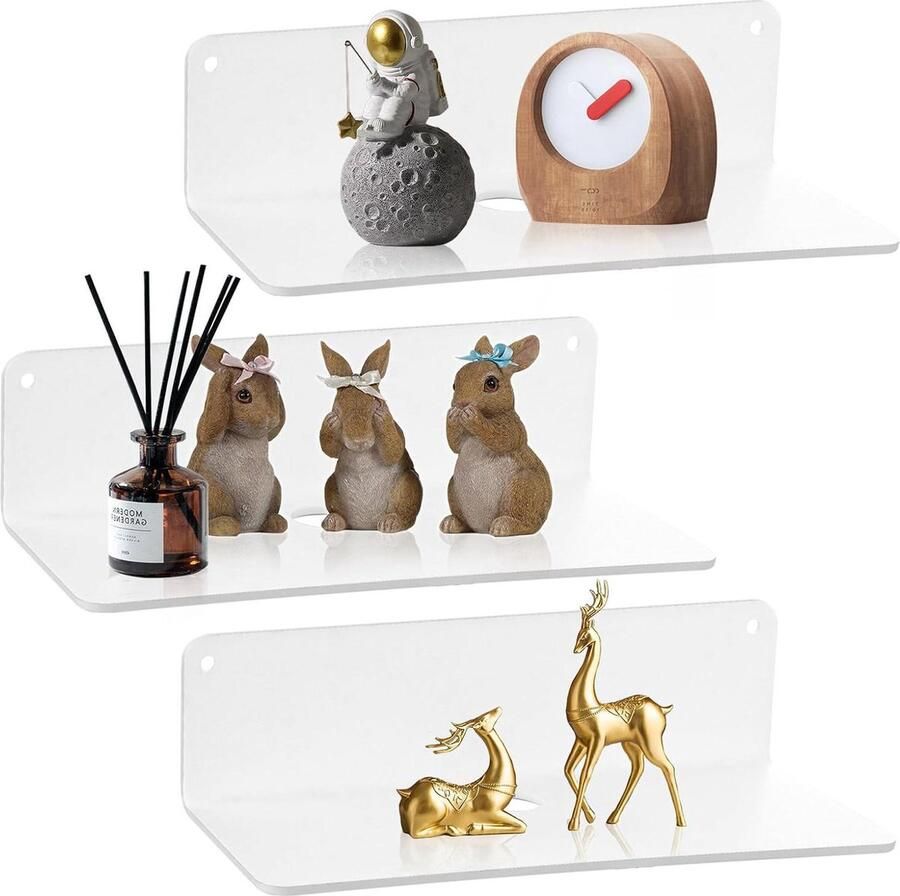 Wit wandrek zonder boren acryl wandrek geschikt voor elke ruimte 2 stuks wit acryl 23 x 9 x 6 cm