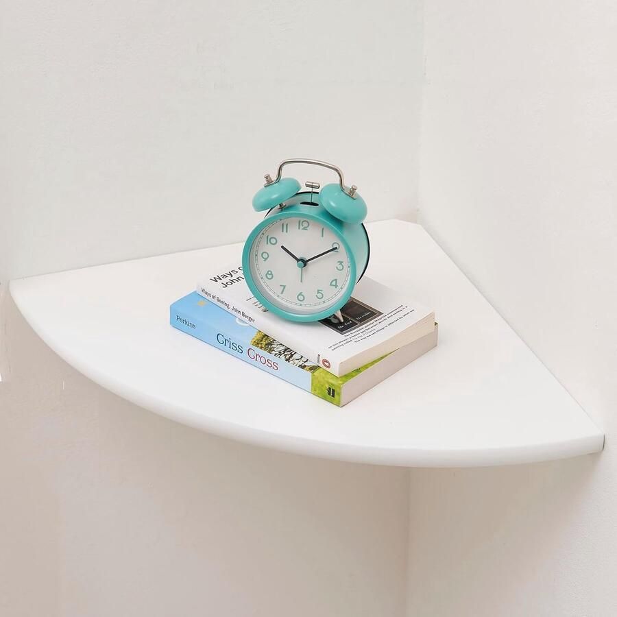 Wit Zwevend Hoekrek van Natuurlijke Eikenhout Minimale Wandplankoplossing voor Planten en Decoratie