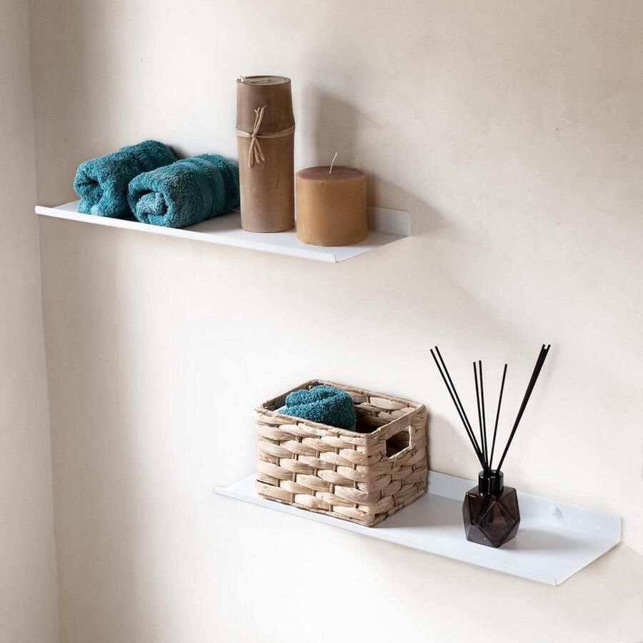 Wit zwevend wandrek met 2 wandafstanden van 50 cm Voor woonkamer slaapkamer hal keuken kantoor enz. 2 stuks