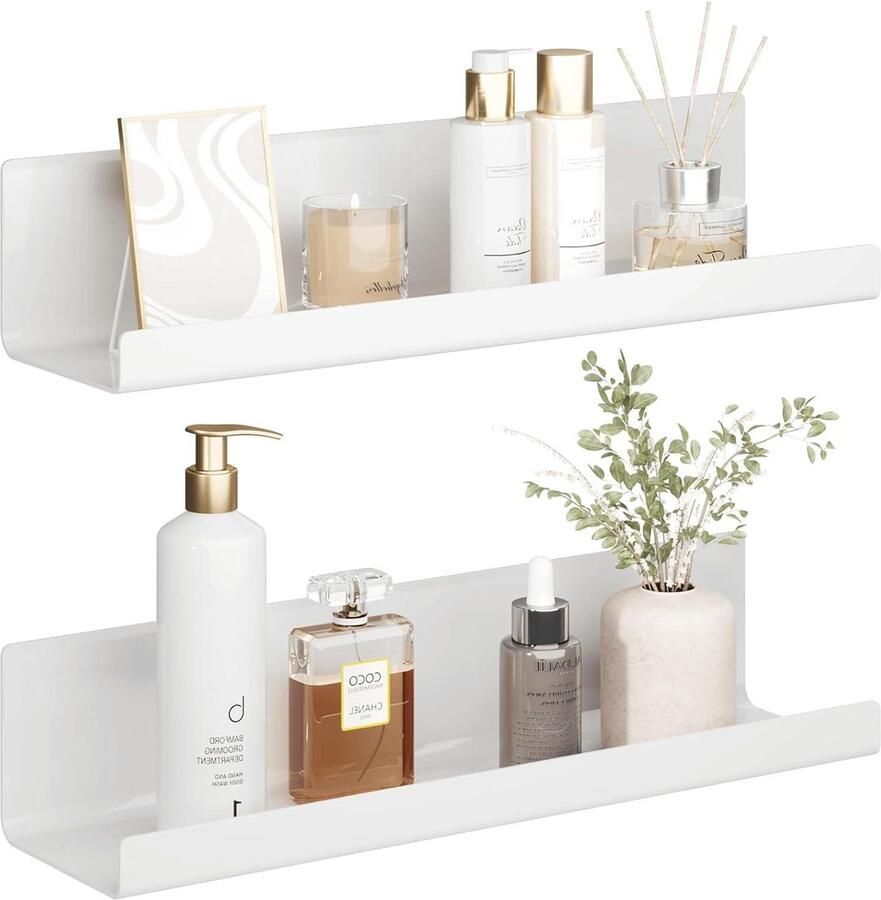 Zwevende Wandrek Planken Set Van 2 Acryl Wandplank Voor Boeken en Foto's Woondecoratie Keuken Badkamer Kantoor Woonkamer 32 x 10 x 8 cm