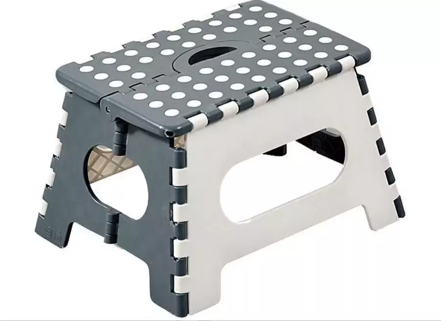 Wit grijs opvouwbaar opstapje opstapkrukje toiletkrukje 35 x 22 cm Huishoudkrukjes Huishoudtrapje Toiletkrukje